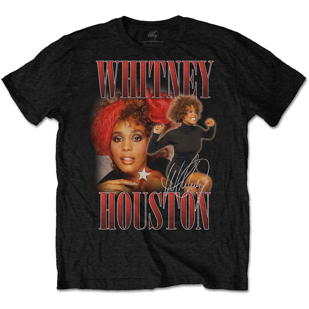 Image of Black Whitney Houston 90S Homage Official Tee T-Shirt Mens Unisex
