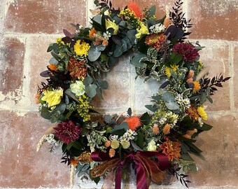 Autumn fresh/dried door wreath / halloween / Autumnal