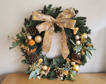 Fresh Christmas Wreath golden/ rustic theme
