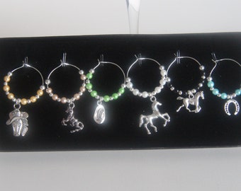 Western themed wine glass charms