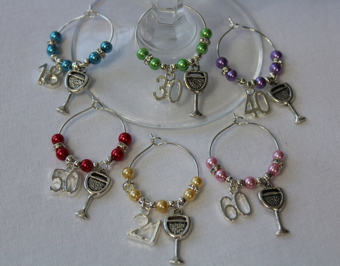 60th Party Charm Birthday Gift / Wine Glass Charms Etsy