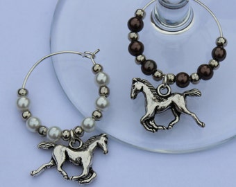 Horse wine glass charms - horse lovers gift