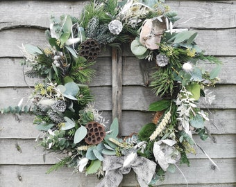 Fresh Christmas Wreath Silver winter wonderland theme