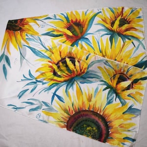 Sunflowers Hand-painted Batik Silk Scarf