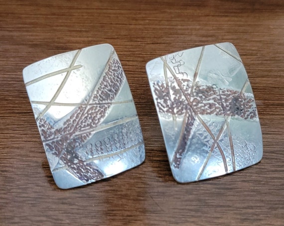 Textured Rectangle Post Earrings Abstract Southwe… - image 2