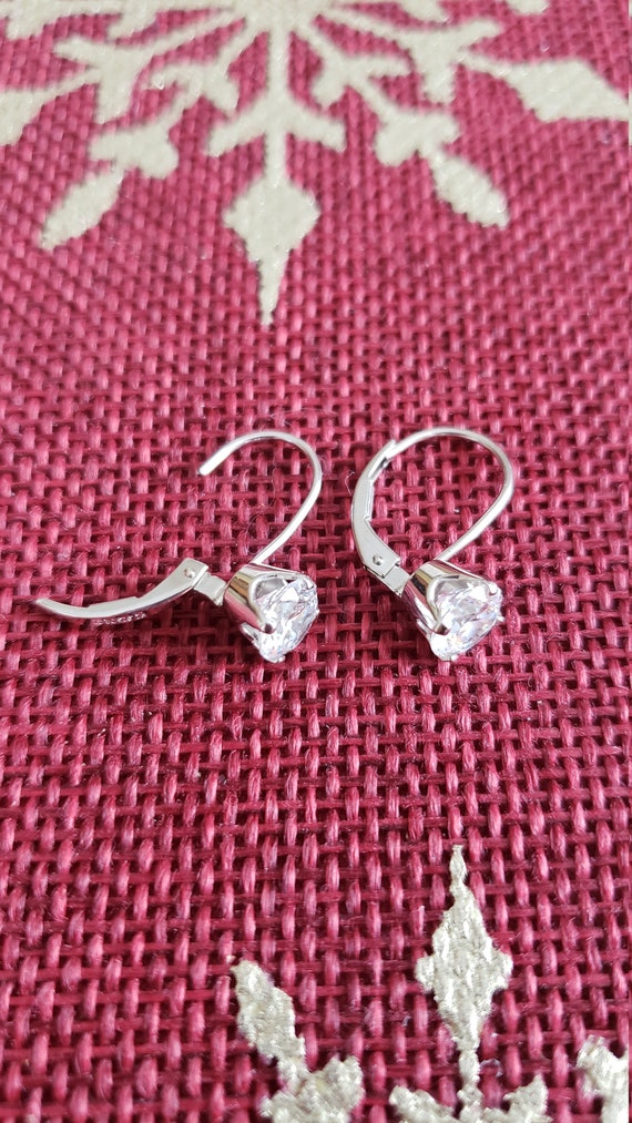 Sterling Silver Pierced Earrings With Cubic Zirco… - image 3