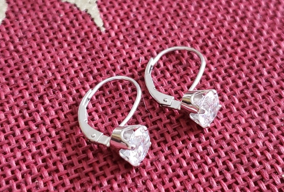 Sterling Silver Pierced Earrings With Cubic Zirco… - image 2