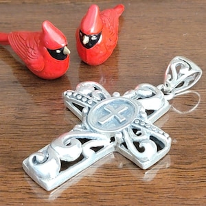Vintage Sterling Silver Celtic Cross Pendant - 2&quot;