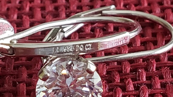 Sterling Silver Pierced Earrings With Cubic Zirco… - image 4