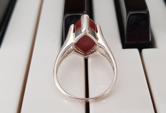 Vintage Marquise Carnelian Sterling Silver Ring -… - image 4