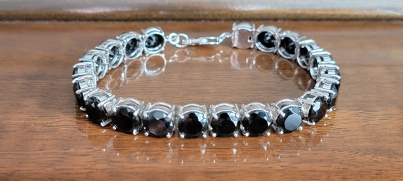 Sterling Silver Bracelet With Cubic Zirconian Bla… - image 2