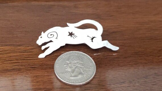 Vintage Sterling Silver Panther Pin - Cat Lover G… - image 4
