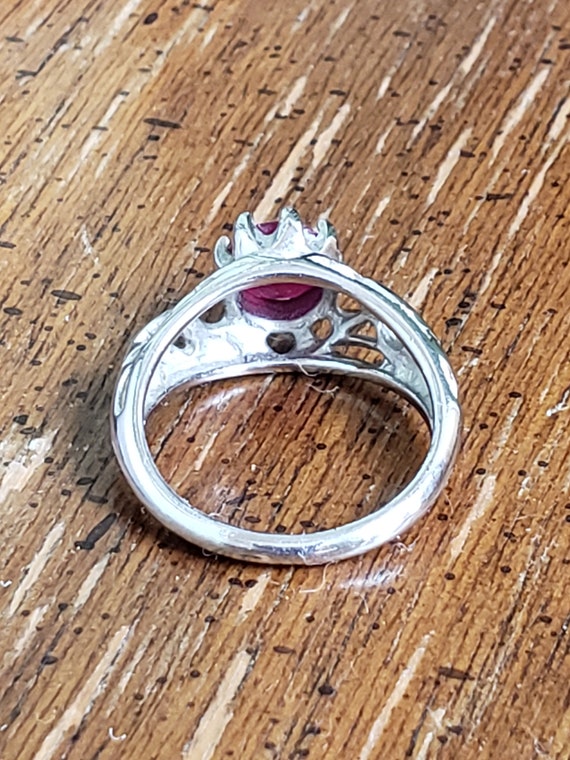 925 Sterling Silver Ring With Ruby Stone - Size 6 - image 5