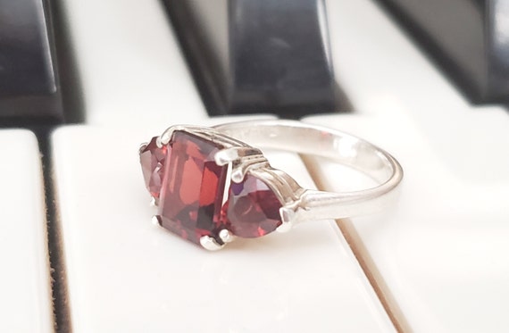 Sterling Silver Ring With Garnets - Garnet Ring  … - image 5