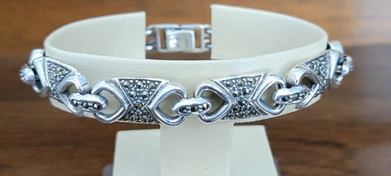 Vintage Sterling Silver Marcasite Bracelet  - Mar… - image 4