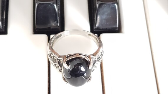 Sterling Silver Ring With Black Onyx And Marcasit… - image 5