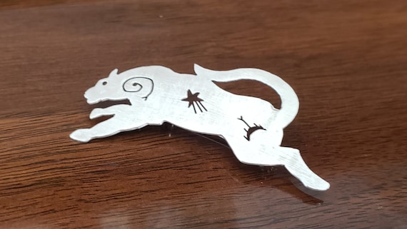 Vintage Sterling Silver Panther Pin - Cat Lover G… - image 1