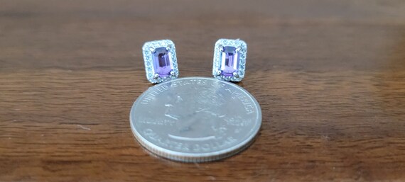 Sterling Silver Amethyst Pierced Earrings  - Ster… - image 8