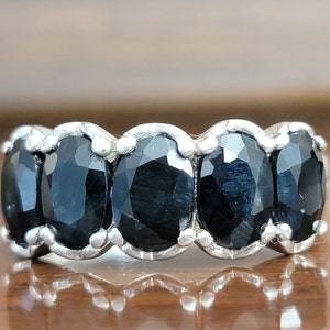 Sterling Silver Ring With Black Sapphire - Sterling Silver Ring  - Sterling Silver