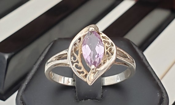 Sterling Silver Ring With Amethyst - Sterling Sil… - image 1