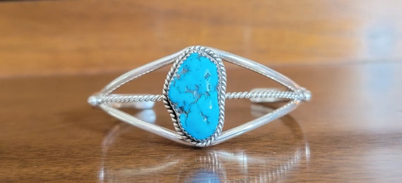 Sterling Silver Navajo Turquoise Cuff  - Sterling… - image 2