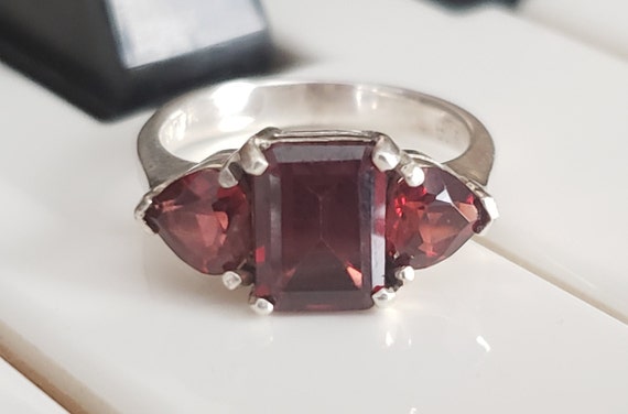 Sterling Silver Garnet Ring - Size 5