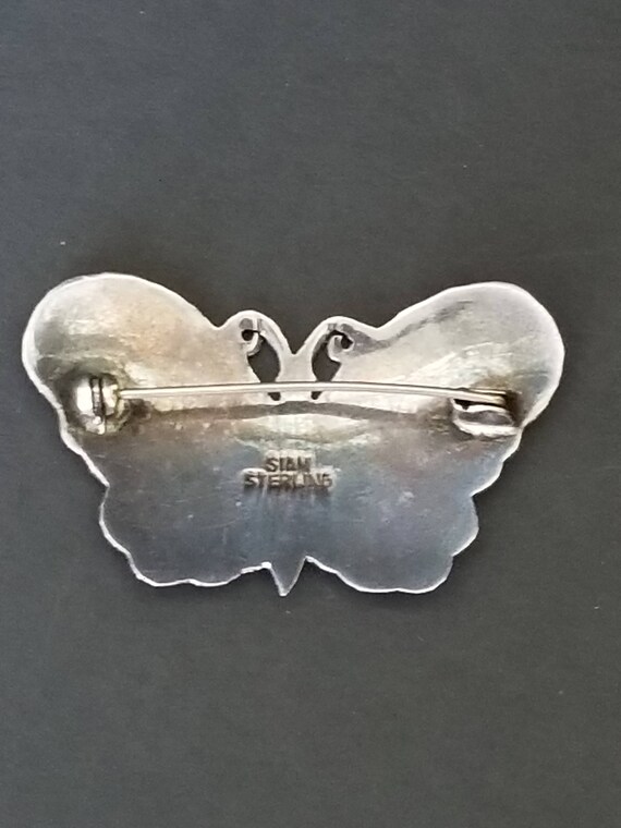 Vintage Siam Sterling Silver Butterfly Pin/Brooch - image 6
