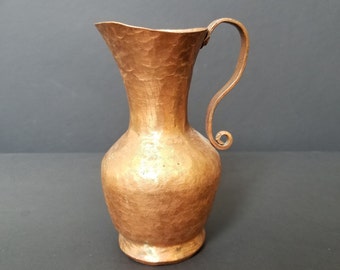 Handmade Copper Pitcher: Small Vintage Home Decor