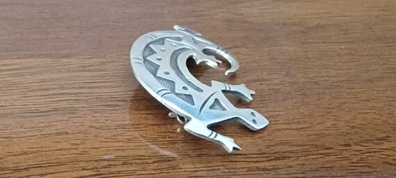 Sterling Silver Aztec Lizard Brooch - Sterling Si… - image 3