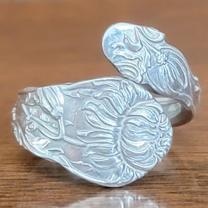 Vintage Sterling Floral Spoon Ring 1800s - Sterling Silver Spoon Ring - Sterling Silver