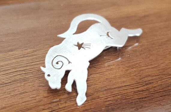 Vintage Sterling Silver Panther Pin - Cat Lover G… - image 3