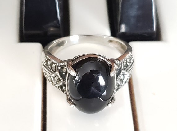 Sterling Silver Ring With Black Onyx And Marcasit… - image 3