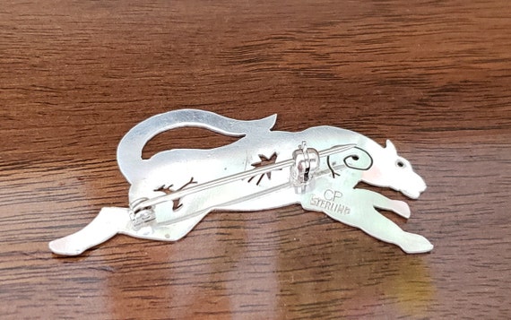 Vintage Sterling Silver Panther Pin - Cat Lover G… - image 5