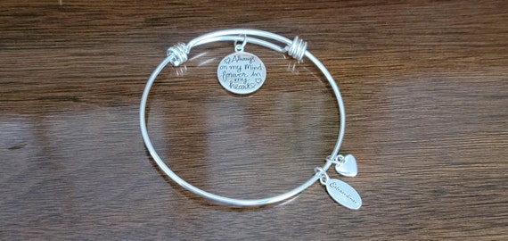 Sterling Silver Bangle Bracelet With Mom Charm  -… - image 4