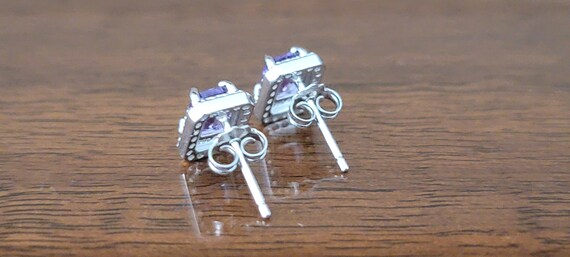 Sterling Silver Amethyst Pierced Earrings  - Ster… - image 5