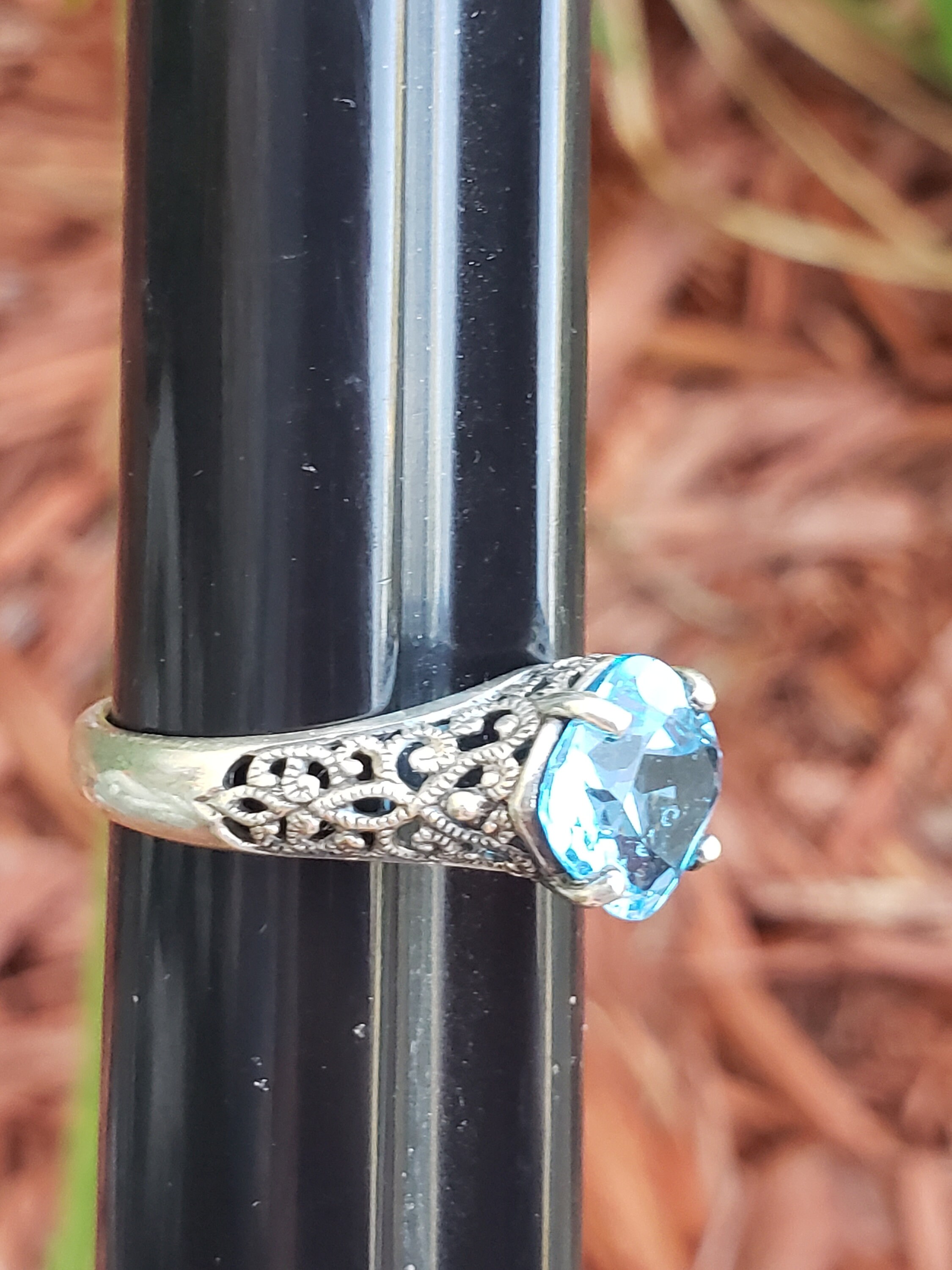 Woman's Sterling Silver Ring With Blue Topaz Sterling - Etsy 日本