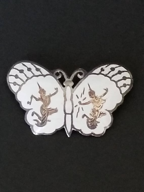 Vintage Siam Sterling Silver Butterfly Pin/Brooch - image 1