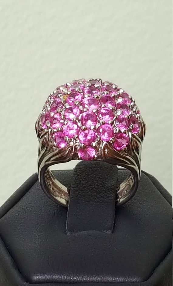 Sterling Silver Ring 925 Pink Stones