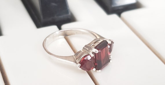 Sterling Silver Ring With Garnets - Garnet Ring  … - image 4