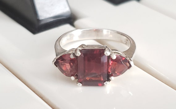 Sterling Silver Ring With Garnets - Garnet Ring  … - image 3