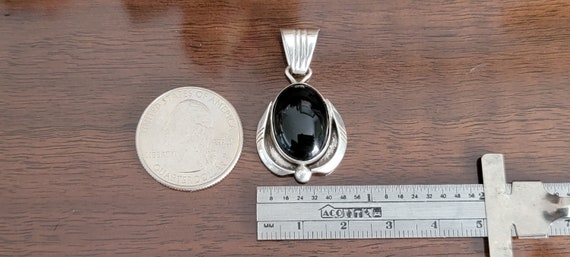 Vintage Sterling Silver Black Onxy Pendant  - Nav… - image 6