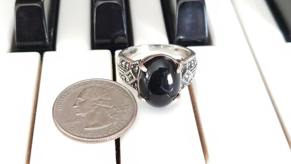 Sterling Silver Ring With Black Onyx And Marcasit… - image 8