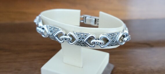 Vintage Sterling Silver Marcasite Bracelet  - Mar… - image 3