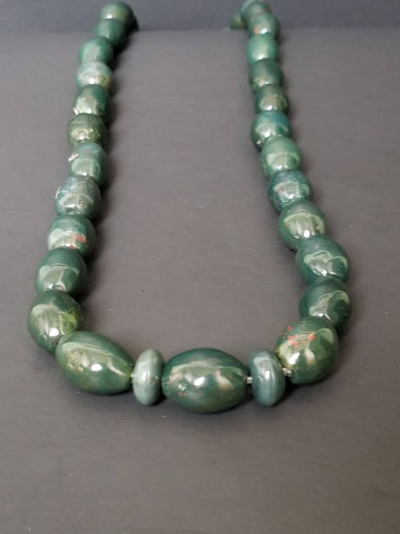 Blood Stone Necklace  Green Blood Stone Necklace … - image 2