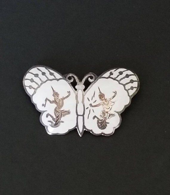 Vintage Siam Sterling Silver Butterfly Pin/Brooch - image 2