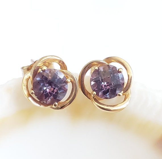 14k Alexandrite Pierced Earrings - 14k Gold Pierc
