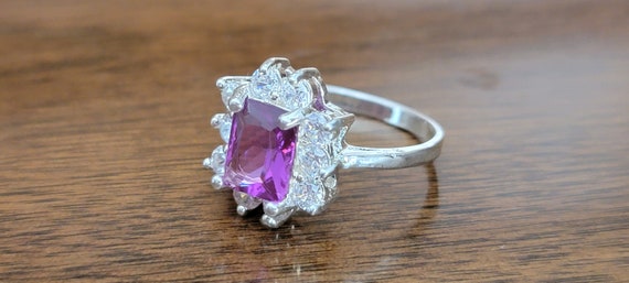 Sterling Silver Cocktail Ring With Amethyst And C… - image 3
