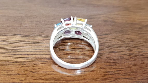 Sterling Silver Ring With Multiple Colored Gem St… - image 6