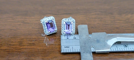 Sterling Silver Amethyst Pierced Earrings  - Ster… - image 7