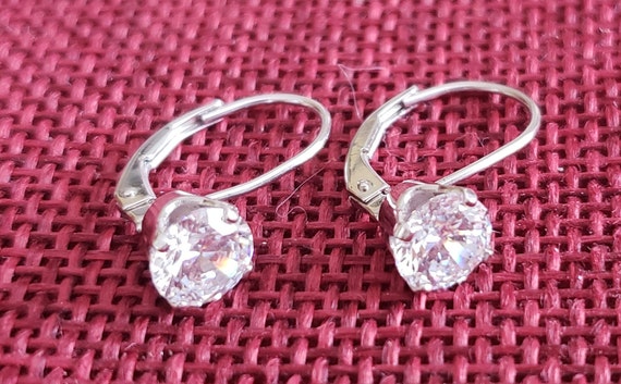 Sterling Silver Pierced Earrings With Cubic Zirco… - image 1